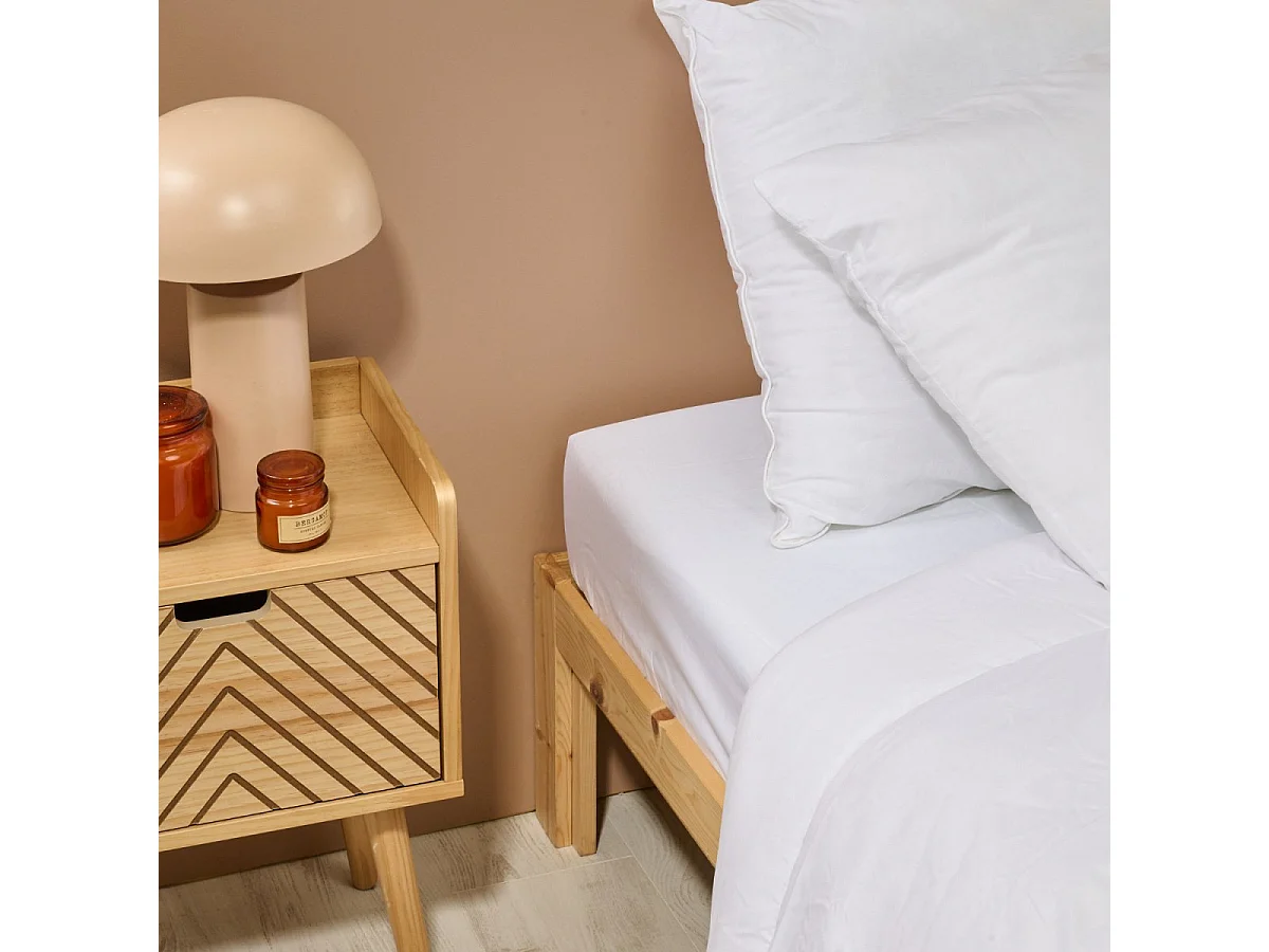 Drap housse uni 100% Percale de coton - Blanc - 180x200cm