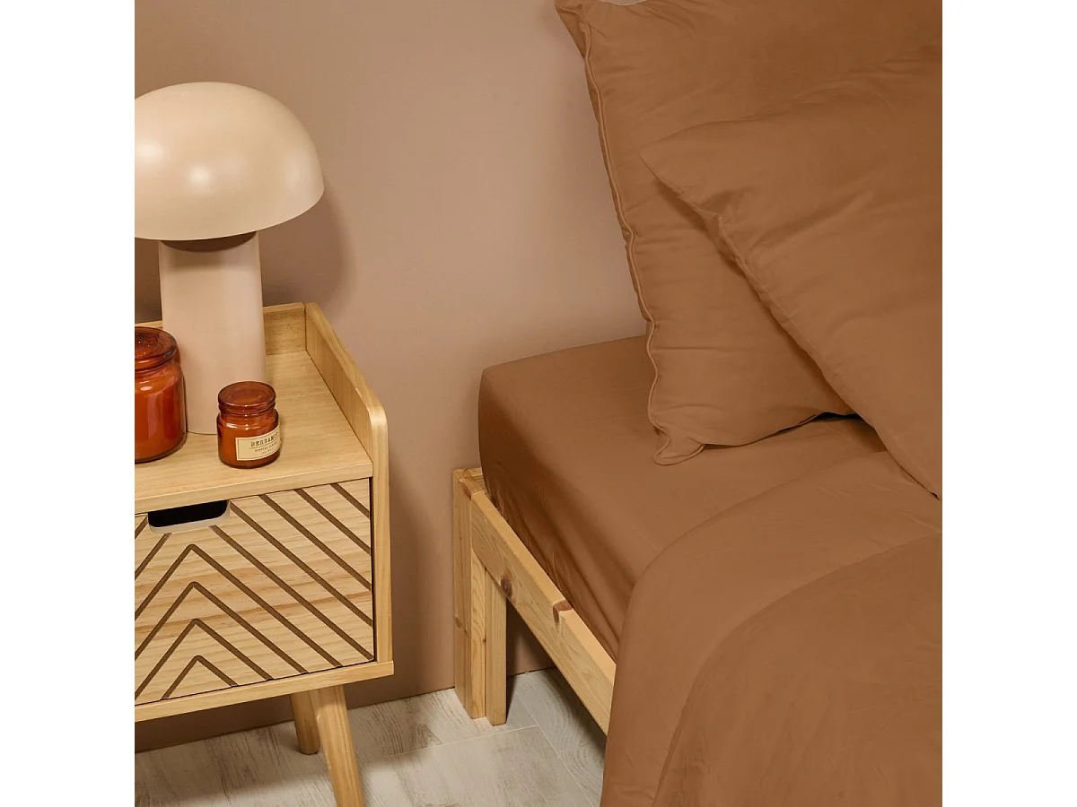 Drap housse uni 100% Percale de coton - Terracotta - 140x190cm
