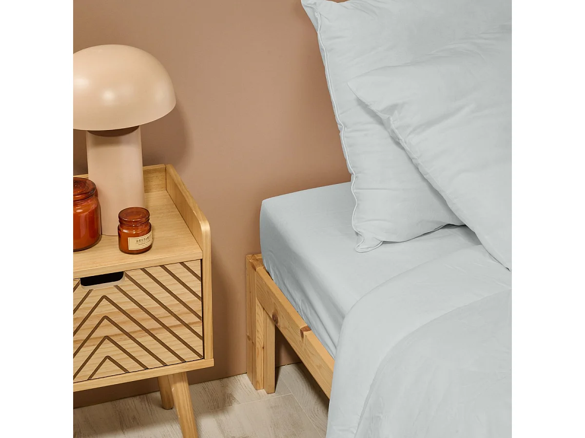 Drap housse uni 100% Percale de coton - Gris clair - 140x190cm