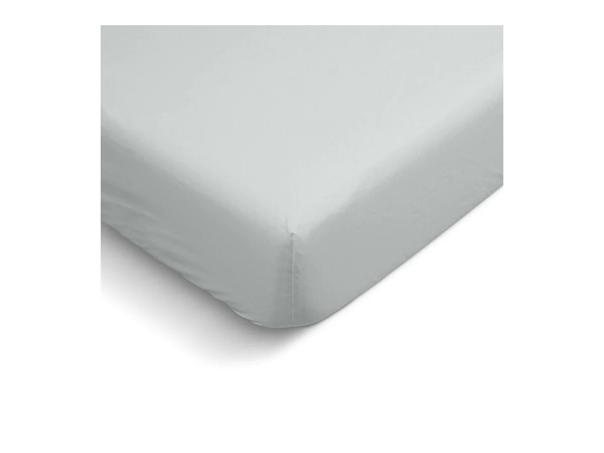 Drap housse uni 100% Percale de coton - Gris clair - 140x190cm