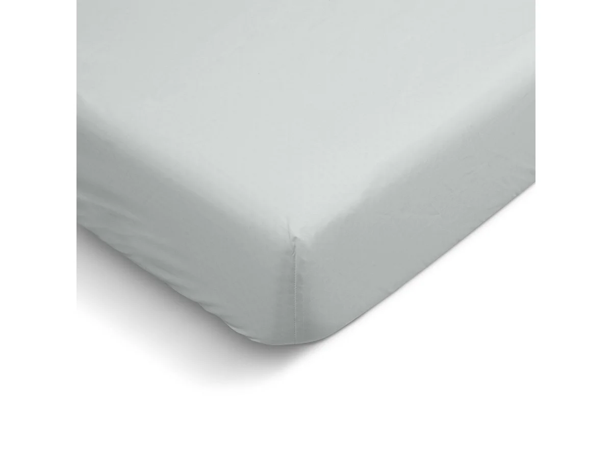 Drap housse uni 100% Percale de coton - Gris clair - 180x200cm