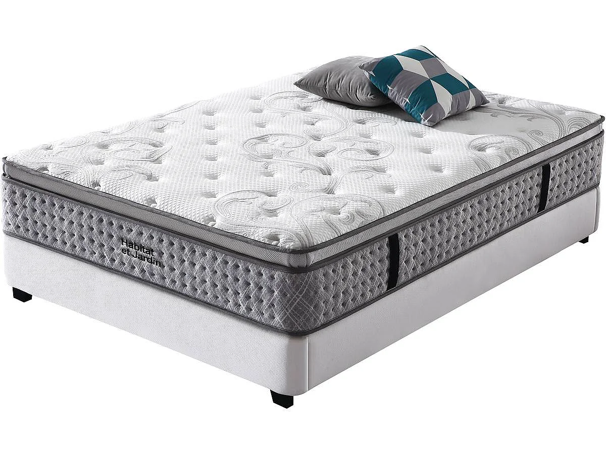 Colchón a muelles "Laura" - 140 x 190 cm - Blanco / Gris