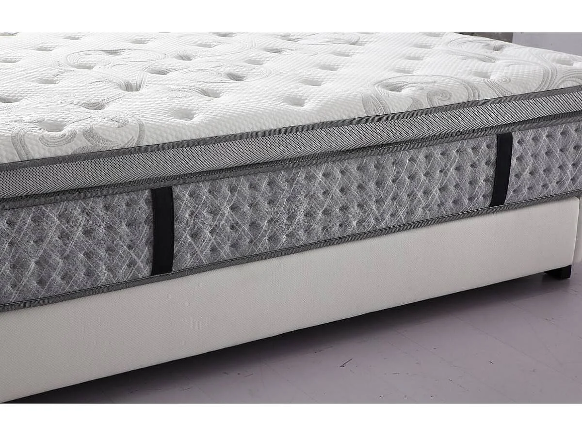 Colchón a muelles "Laura" - 140 x 190 cm - Blanco / Gris