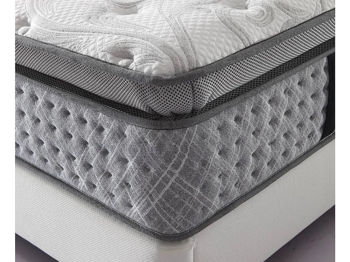 Colchón a muelles "Laura" - 140 x 190 cm - Blanco / Gris