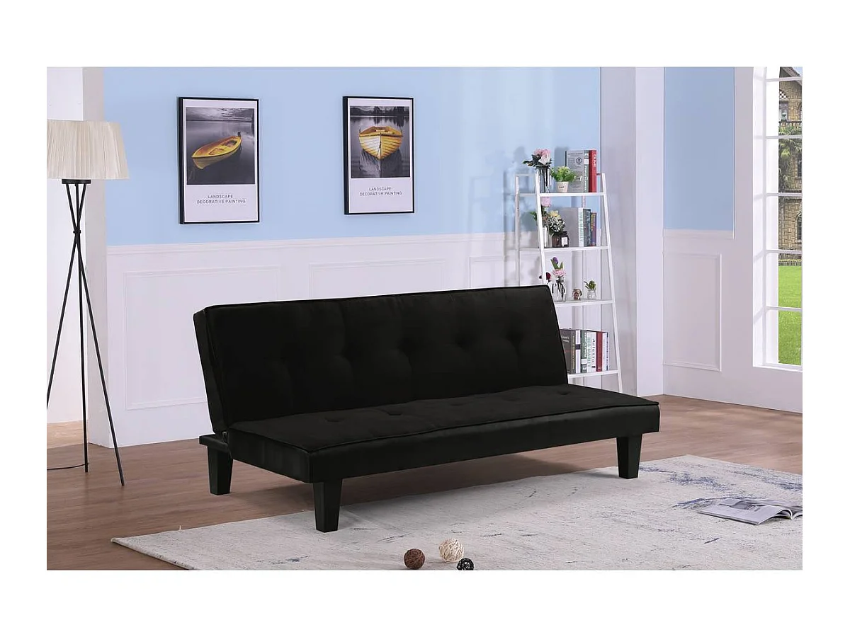 Canapé clic-clac John - 179 x 91 x 79 cm - 3 places - Noir