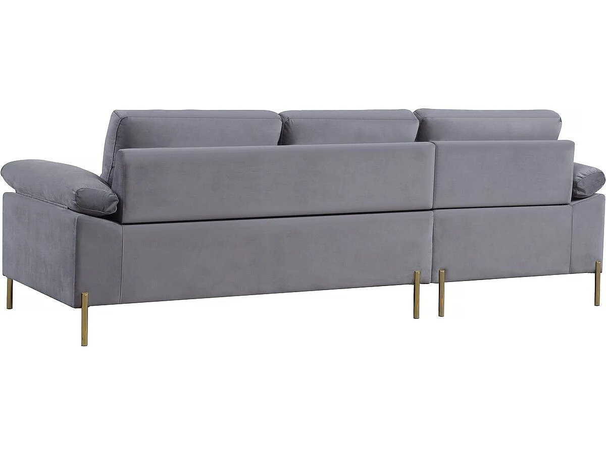 Canapé d'angle reversible en velours 4 places "Cathia" - Gris