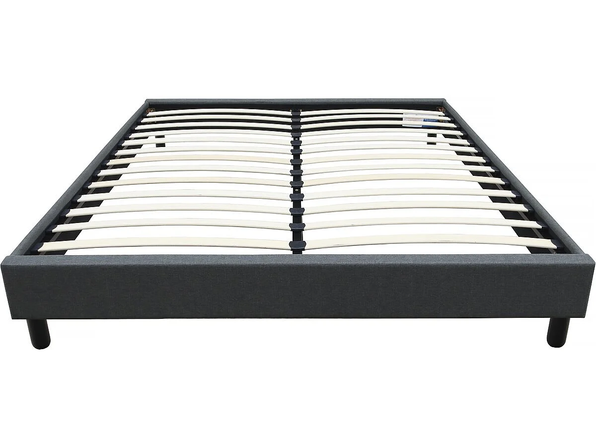 Sommier "Andy" en tissu - 140 x 190cm - Gris anthracite