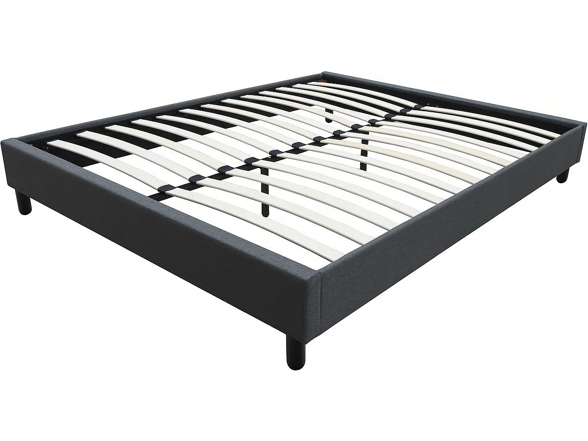 Sommier "Andy" en tissu - 140 x 190cm - Gris anthracite