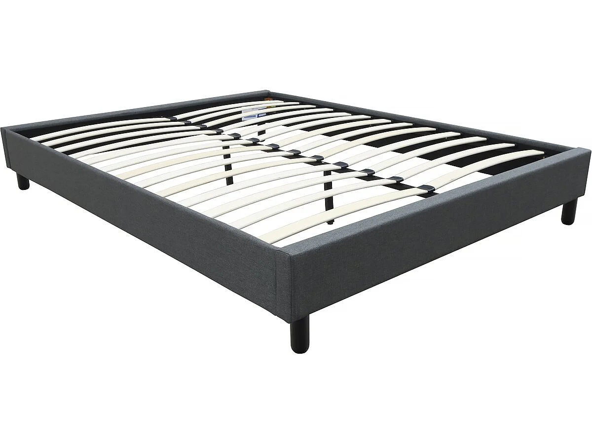 Sommier "Andy" en tissu - 140 x 190cm - Gris anthracite