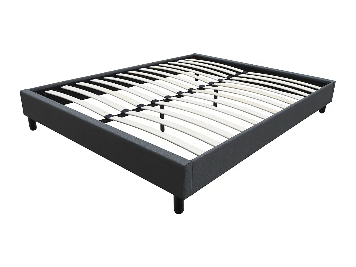 Bedframe "Andy" van stof 140x190cm - Antraciet grijs