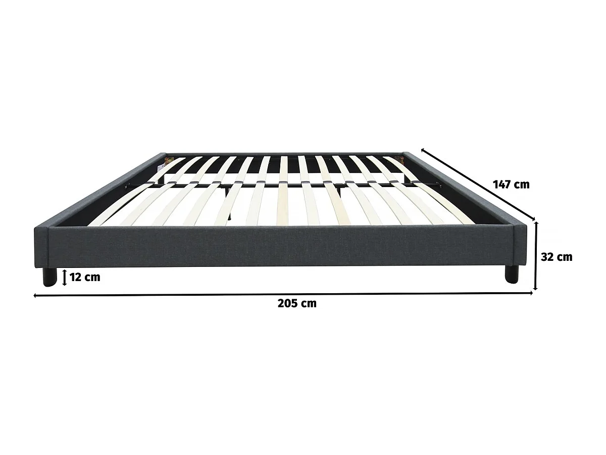 Bedframe "Andy" van stof 140x190cm - Antraciet grijs