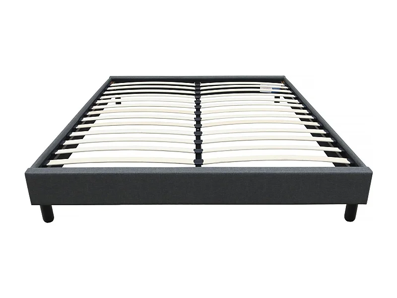 Sommier "Andy" en tissu - 140 x 190cm - Gris anthracite