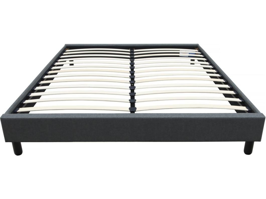 Bedframe "Andy" van stof 140x190cm - Antraciet grijs