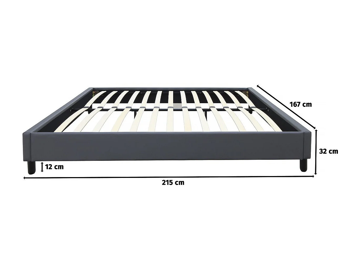 Podstawa łóżka "Andy" - 160 x 200 cm - PVC - Antracytowy szary