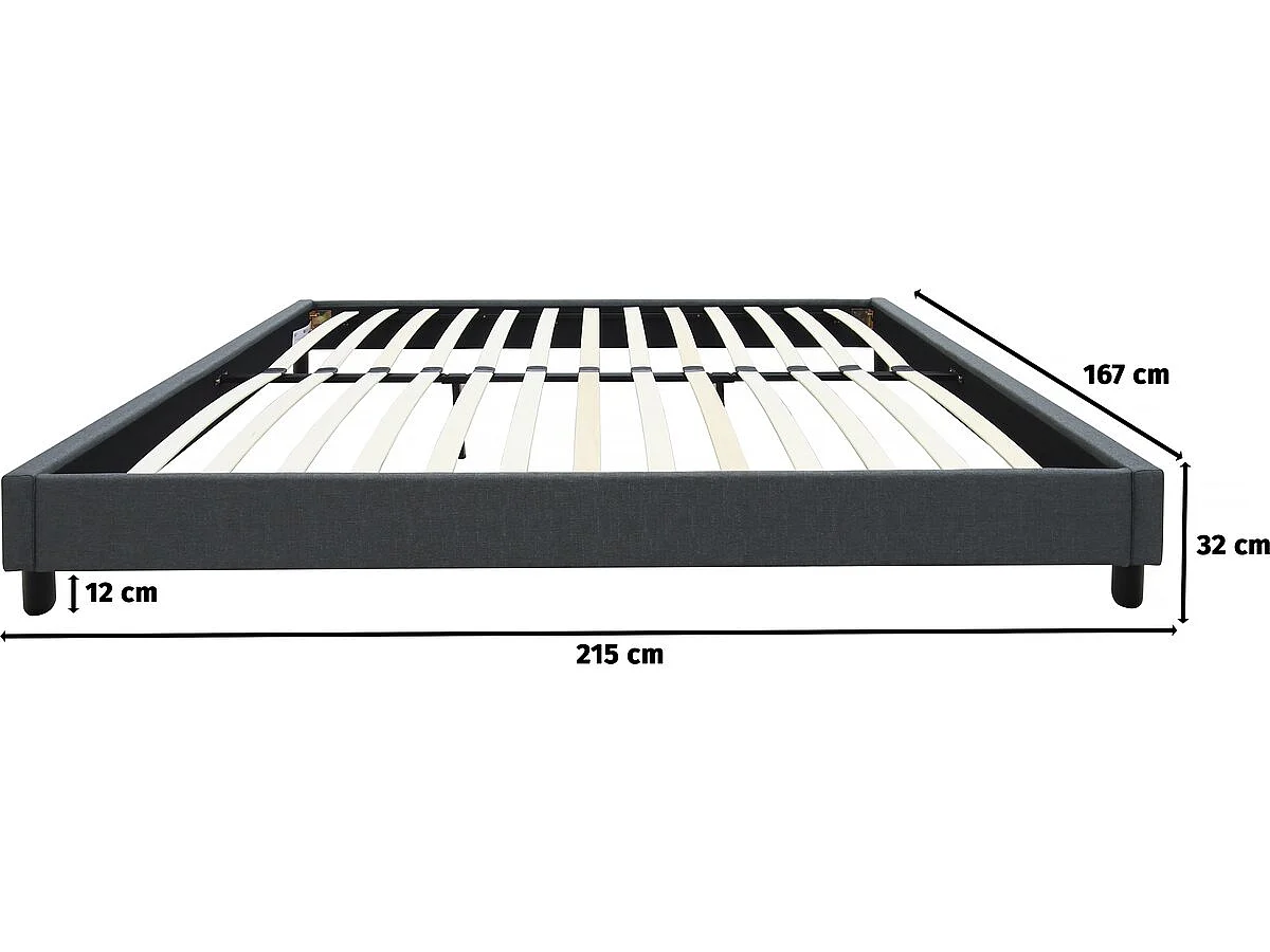 Sommier em tecido "Andy" - 160 x 200 cm - Cinza antracite