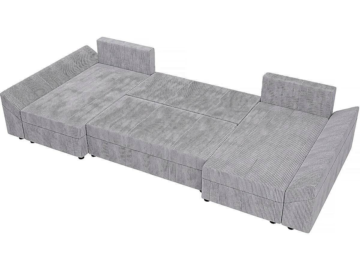 Canapé panoramique "Vaugirard" en velours côtelé - 5 places - Gris
