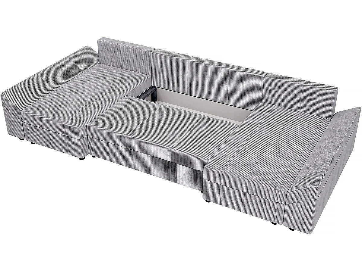 Canapé panoramique "Vaugirard" en velours côtelé - 5 places - Gris
