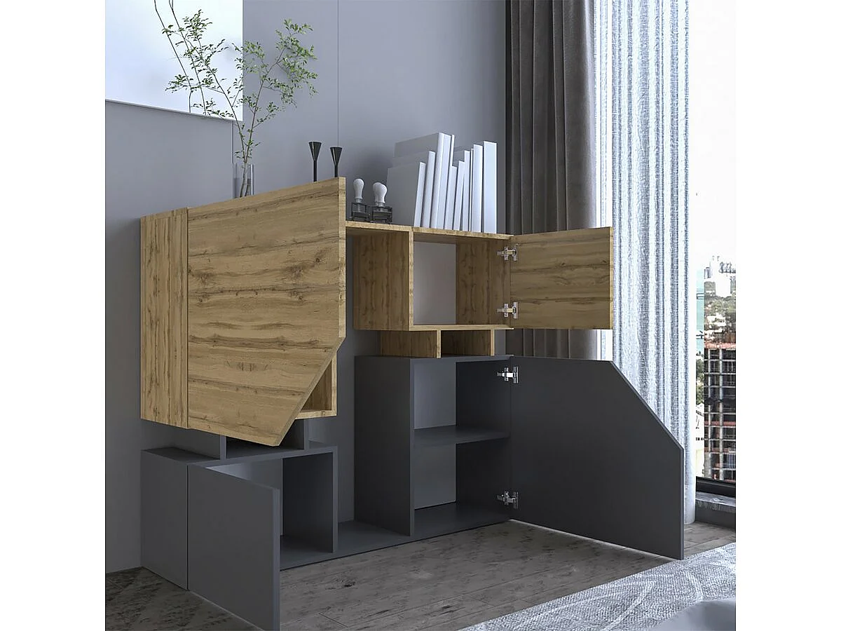 Escritorio alto "Ceelias" 120 x 35 x 100 cm - Gris/Marrón