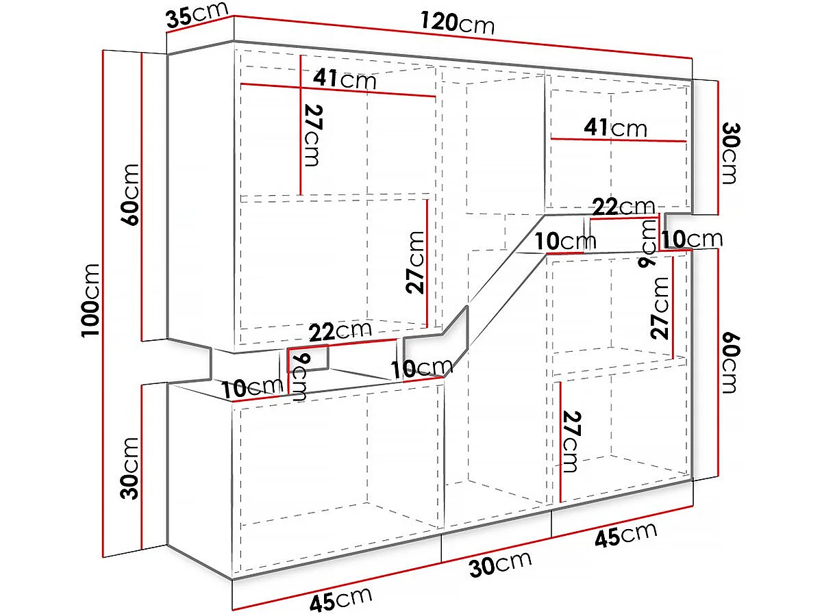 Escritorio alto "Ceelias" 120 x 35 x 100 cm - Gris/Marrón