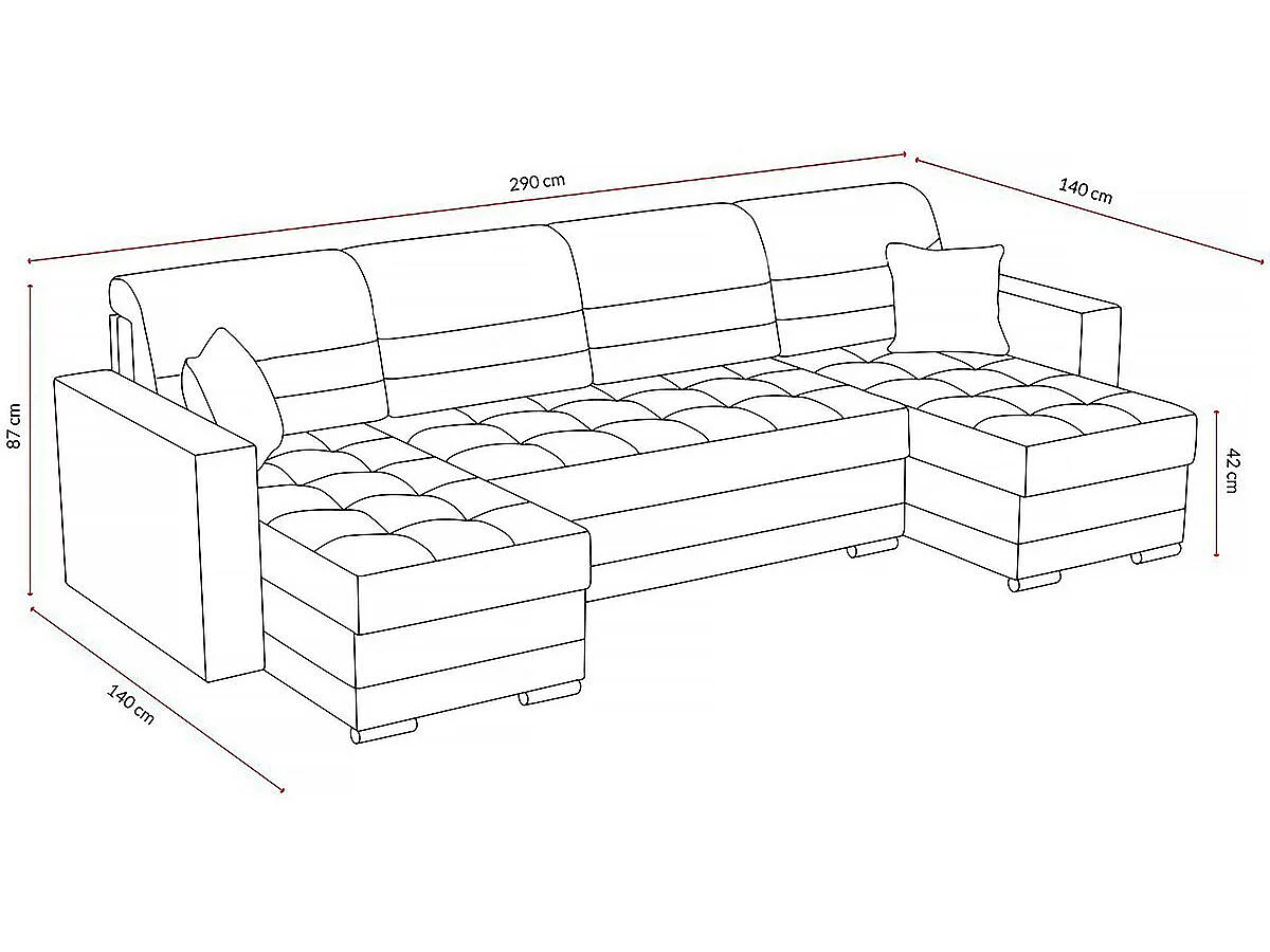 Canapé panoramique convertible avec coffres de rangement "Antoine" - 5 places - Gris foncé/ Gris clair