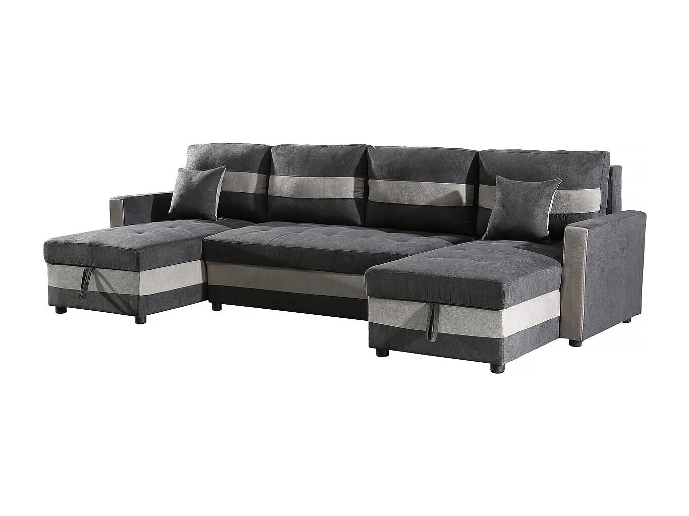 Panoramiczna rozkładana sofa "Antoine" ze schowkami - 5-osobowa - Ciemnoszary/jasnoszary
