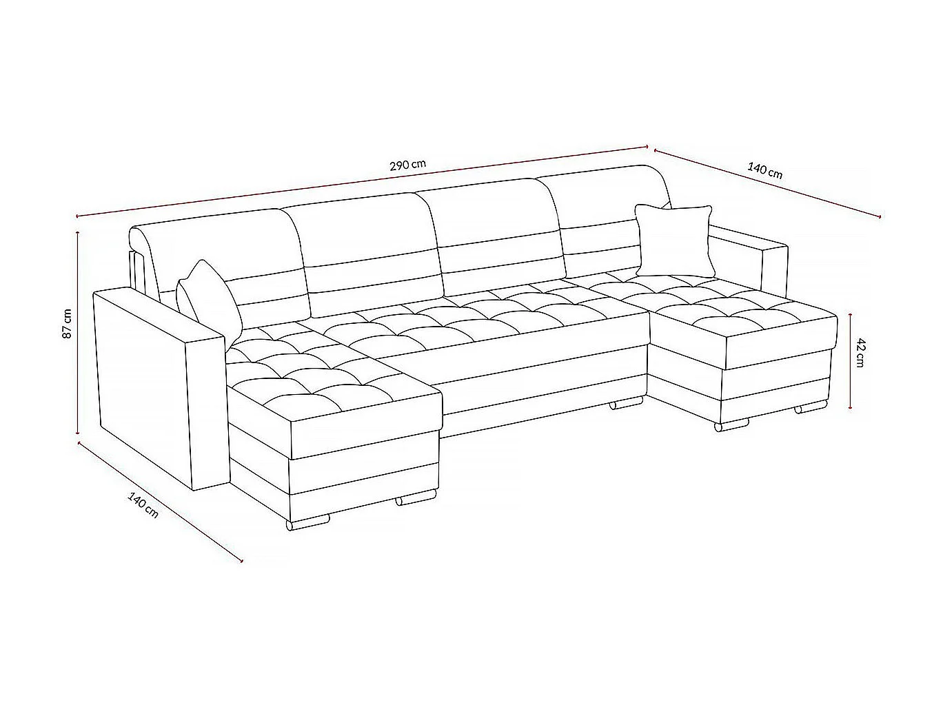 Panoramiczna rozkładana sofa "Antoine" ze schowkami - 5-osobowa - Ciemnoszary/jasnoszary
