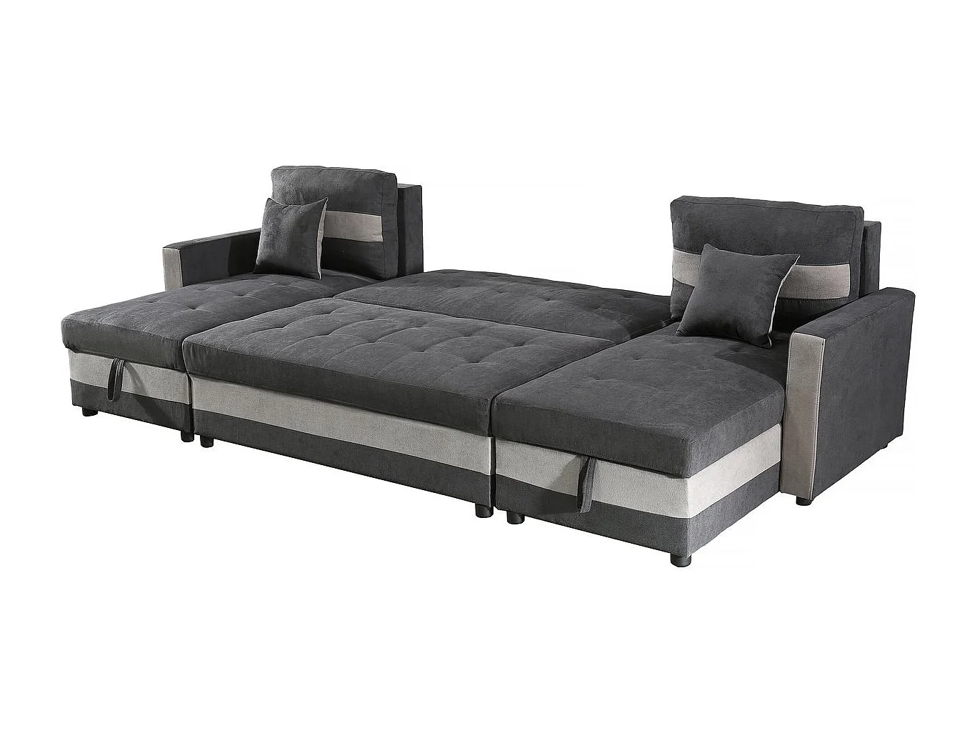 Panoramiczna rozkładana sofa "Antoine" ze schowkami - 5-osobowa - Ciemnoszary/jasnoszary