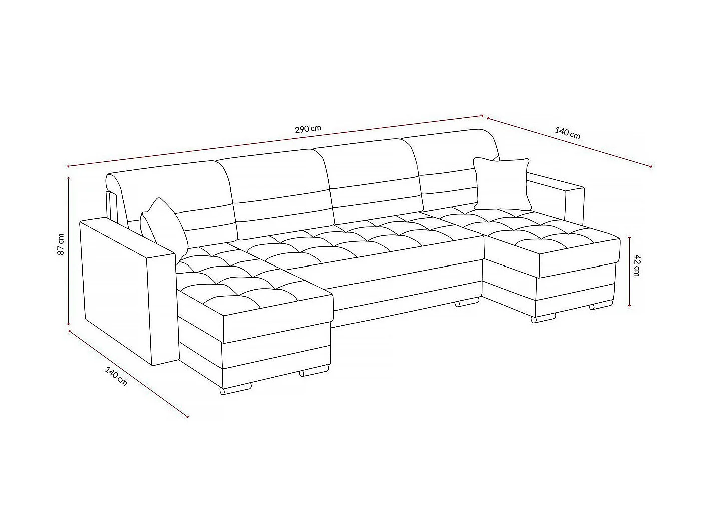 Canapé panoramique convertible avec coffres de rangement "Antoine" - 5 places - Gris foncé/ Gris clair