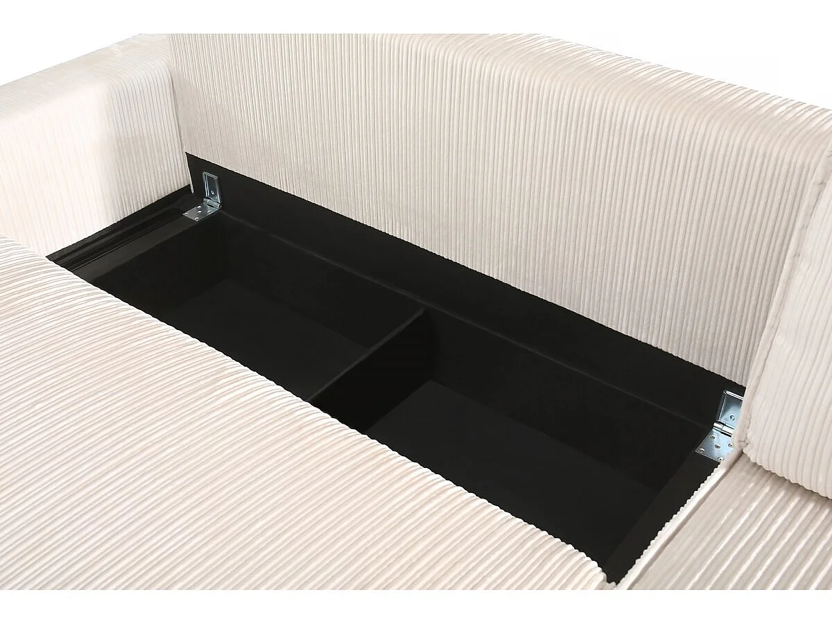 Sofá de canto conversível em veludo cotelê "Montaigne" - 3 lugares - Bege