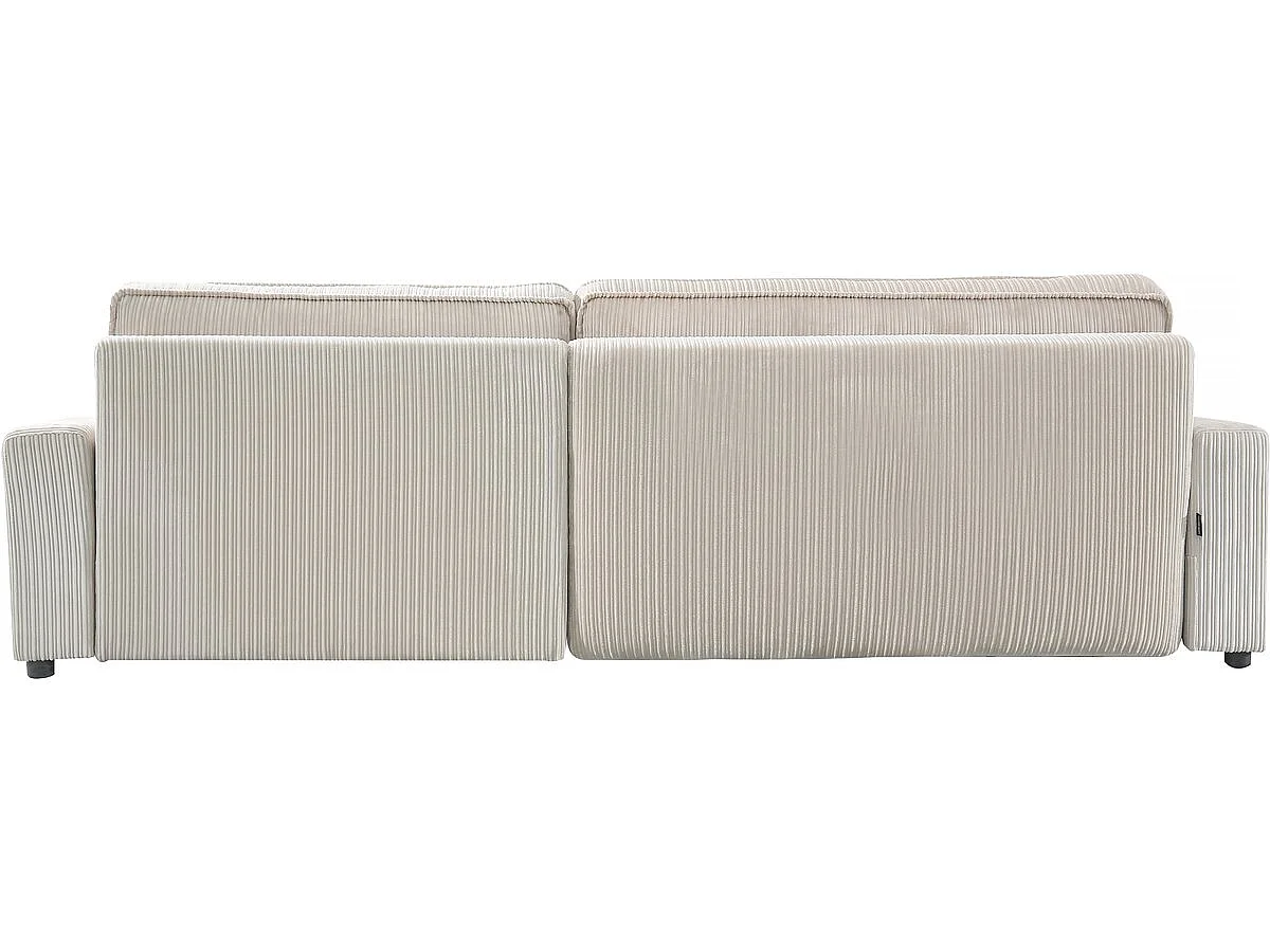 Canapé d'angle convertible et reversible en velours côtelé "Montaigne" - 3 places  - Beige