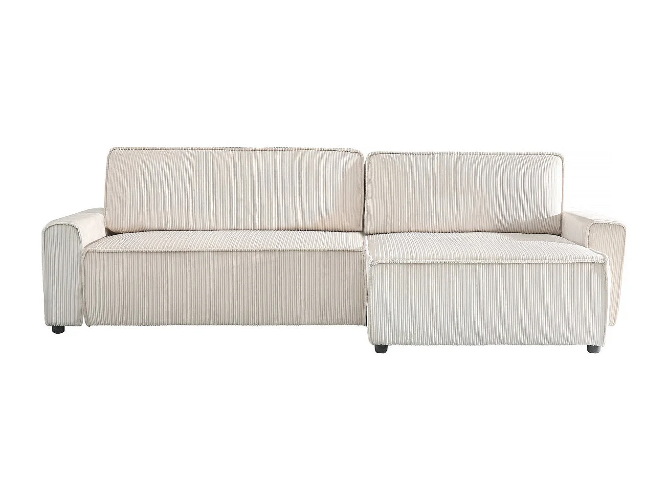 Canapé d'angle convertible et reversible en velours côtelé "Montaigne" - 3 places  - Beige