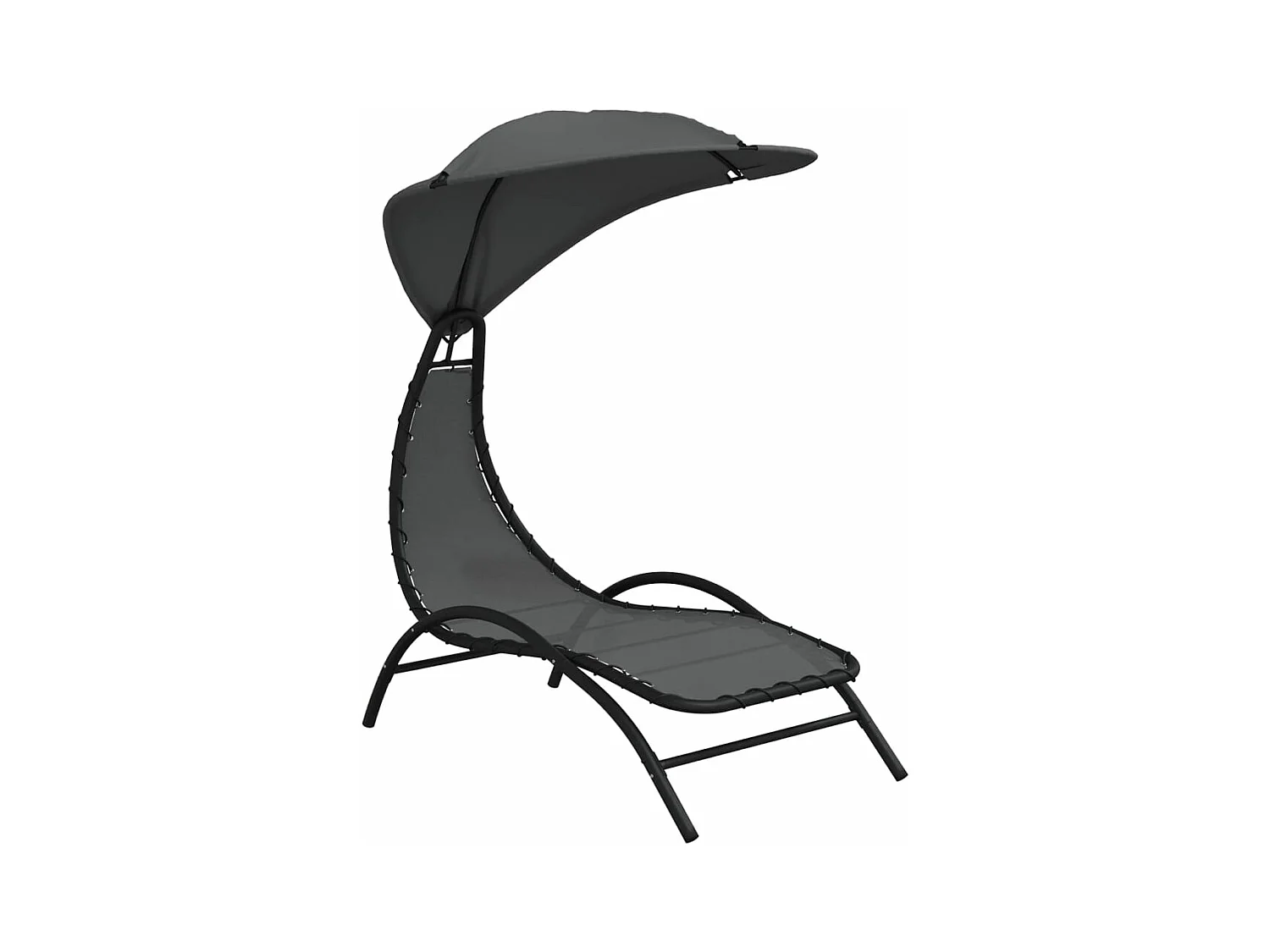 Sedia a sdraio lettino da giardino prendisole terrazza mobili da esterno e tendalino 167 x 80 x 195 cm tessuto e acciaio grigio scuro 02_0012769