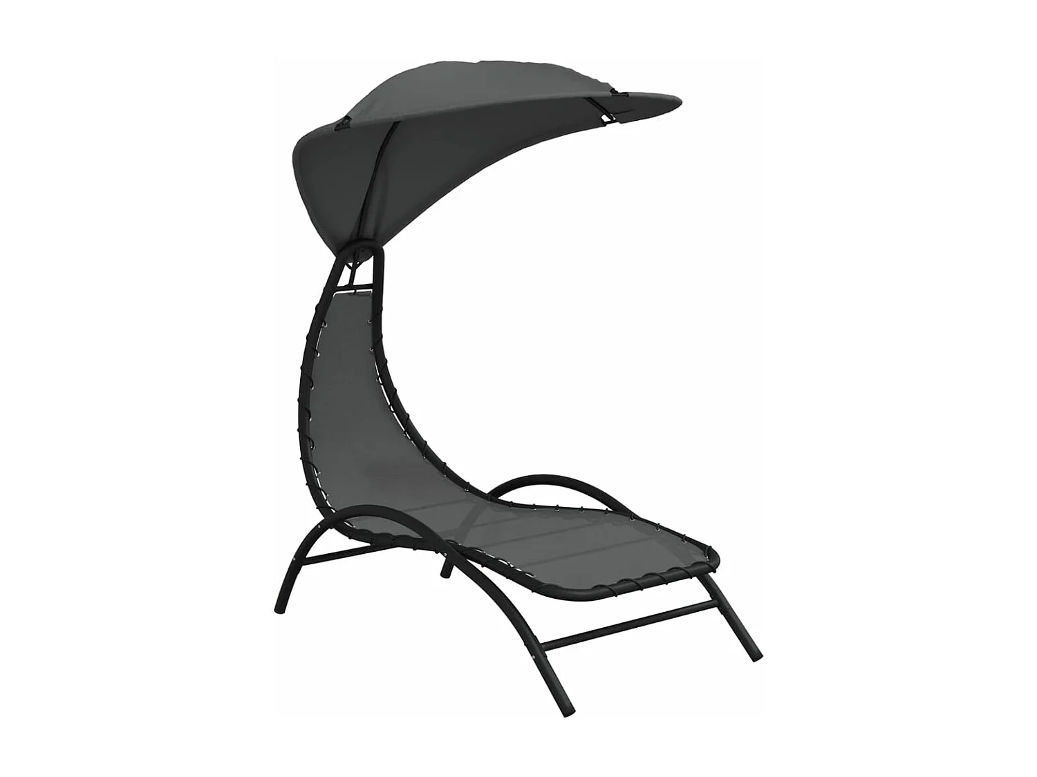 Sedia a sdraio lettino da giardino prendisole terrazza mobili da esterno e tendalino 167 x 80 x 195 cm tessuto e acciaio grigio scuro 02_0012769
