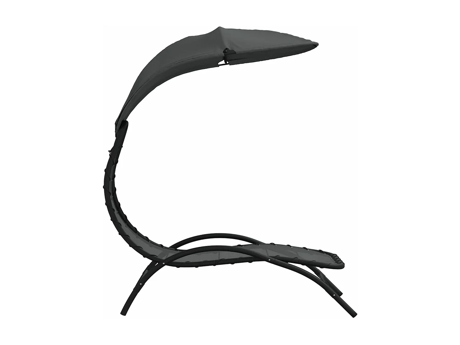 Sedia a sdraio lettino da giardino prendisole terrazza mobili da esterno e tendalino 167 x 80 x 195 cm tessuto e acciaio grigio scuro 02_0012769
