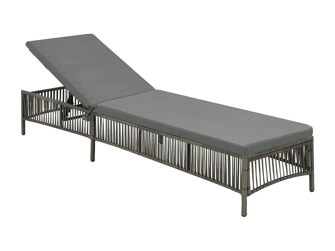 Tumbona tumbona para tomar el sol cama de jardín terraza muebles de exterior con cojín de resina tejido gris 02_0012507