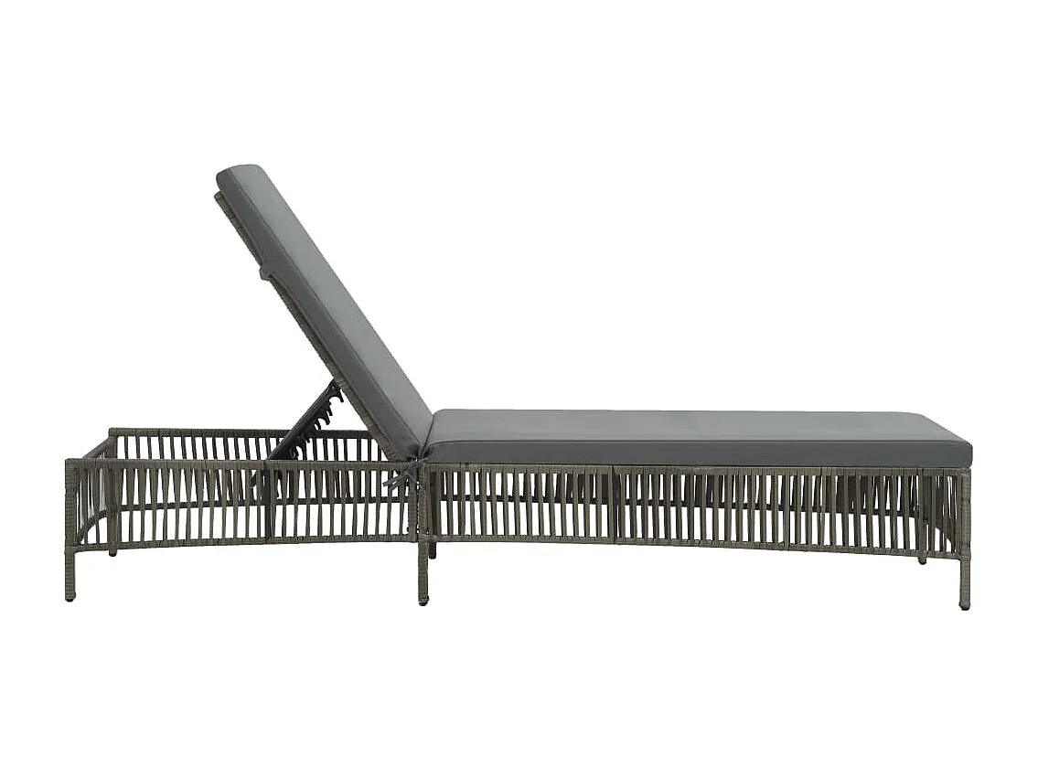 Tumbona tumbona para tomar el sol cama de jardín terraza muebles de exterior con cojín de resina tejido gris 02_0012507