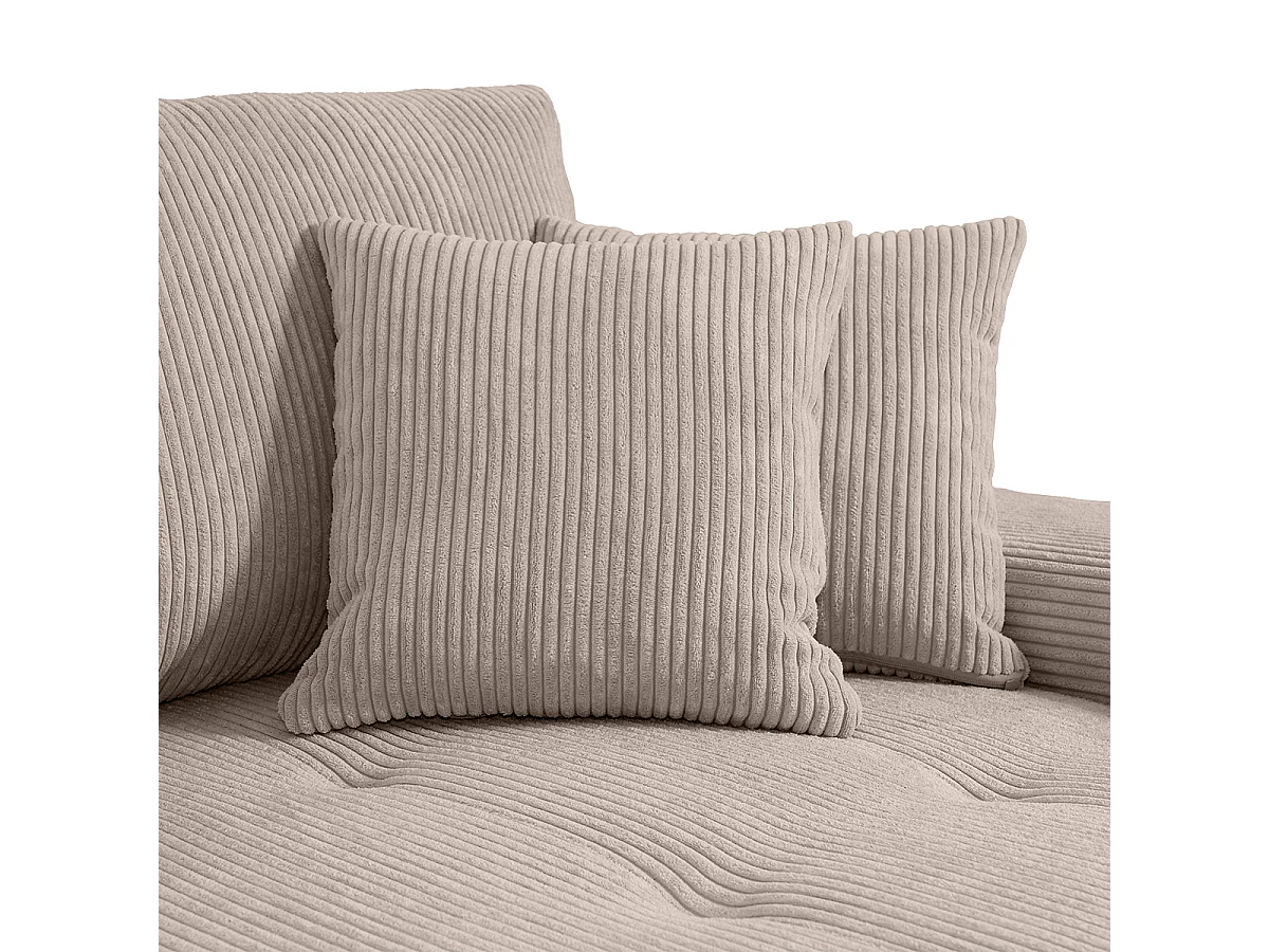 Canapé d'angle convertible droit 4 places coffre Jonas velours côtelé Taupe