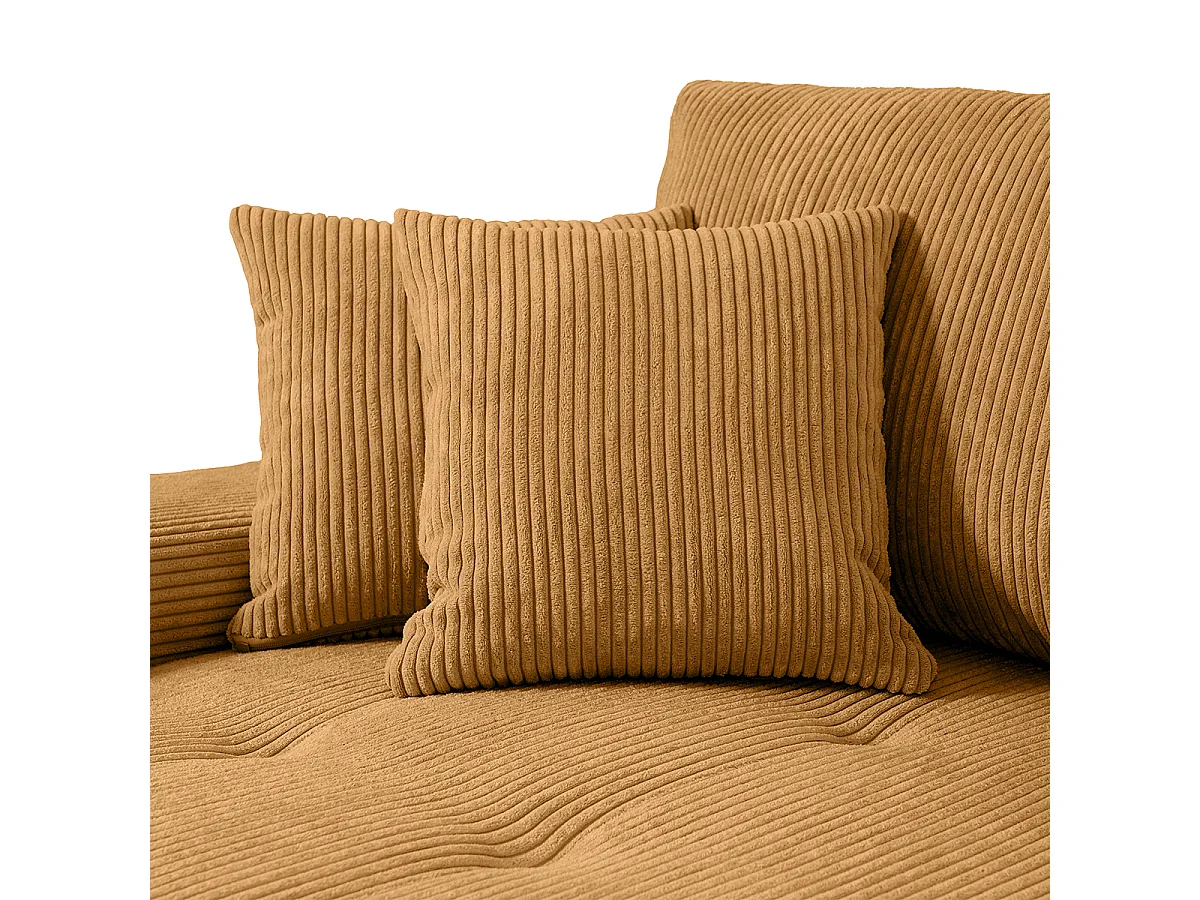 Canapé d'angle convertible gauche 4 places coffre Jonas velours côtelé Jaune