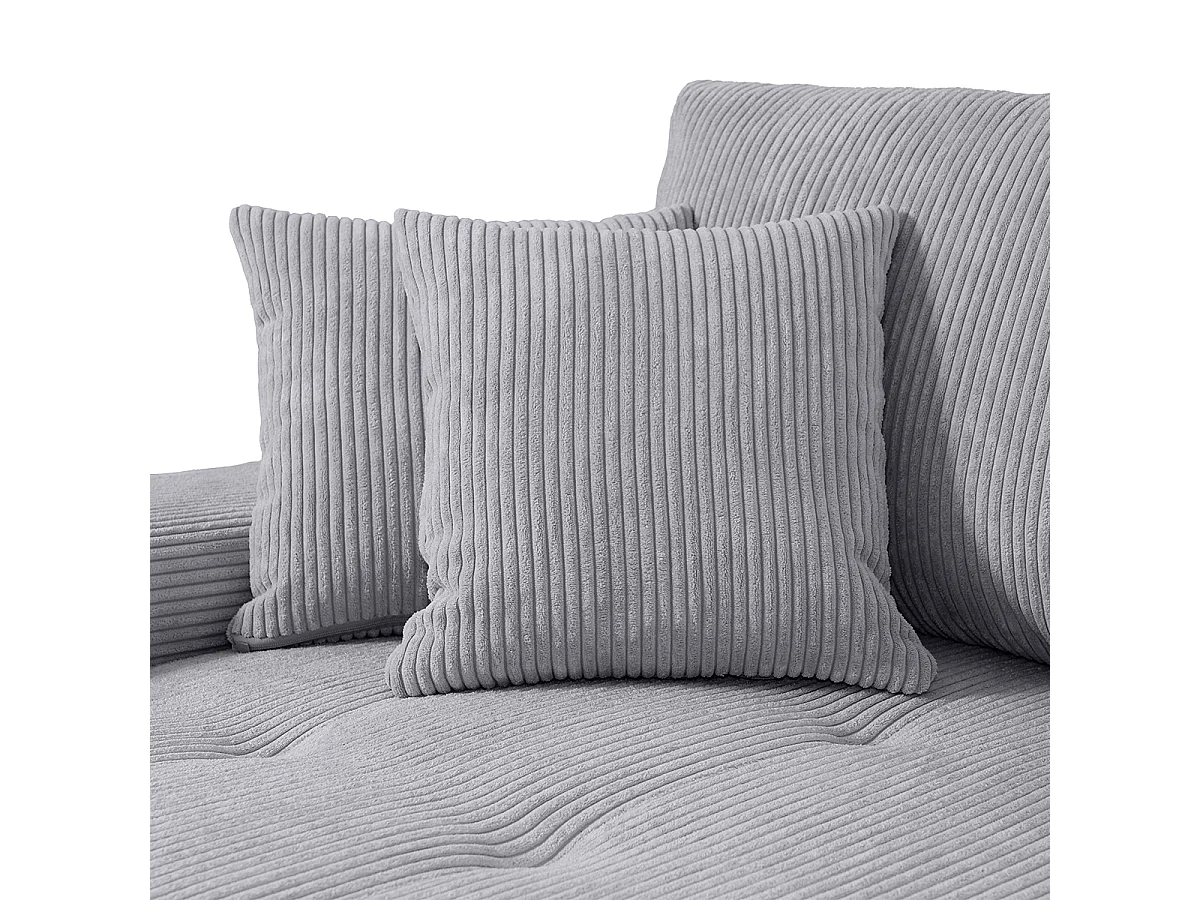 Canapé d'angle convertible gauche 4 places coffre Jonas velours côtelé Gris Clair