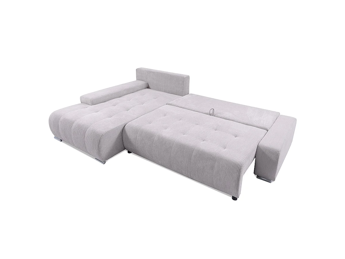Canapé d'angle convertible 4 places en velours blanc casse JONAS