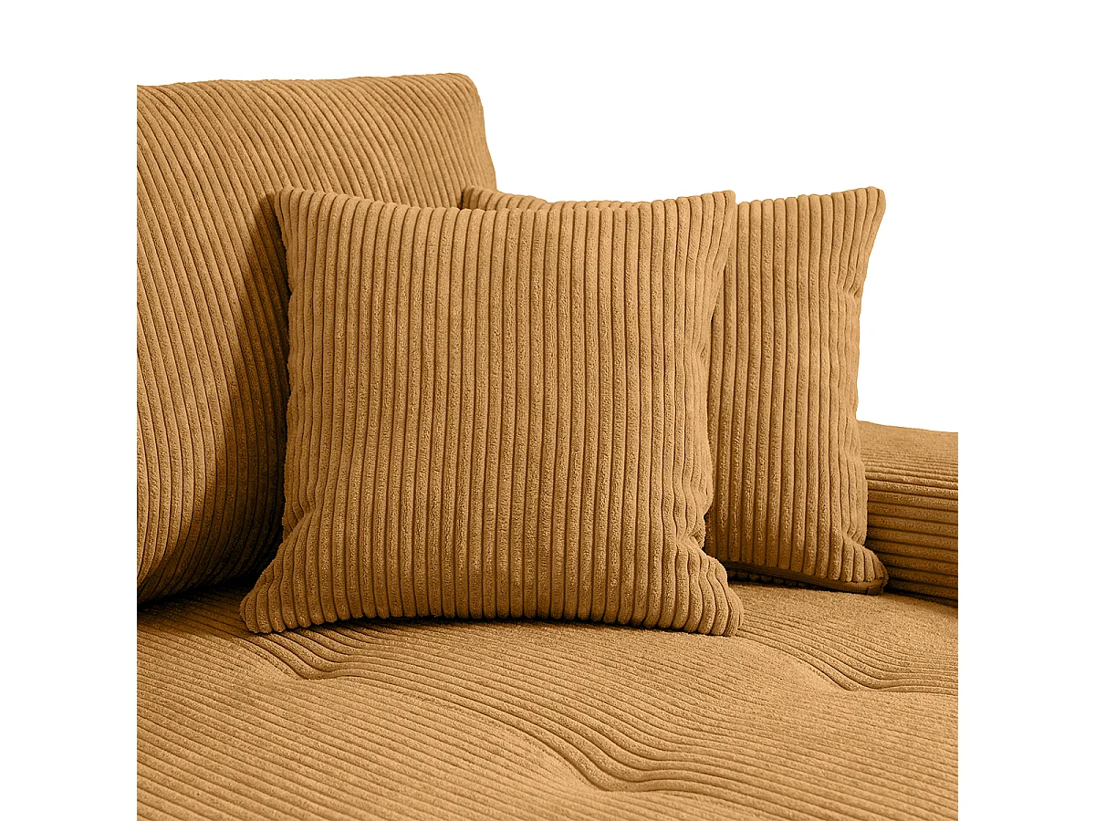 Canapé d'angle convertible droit 4 places coffre Jonas velours côtelé Jaune