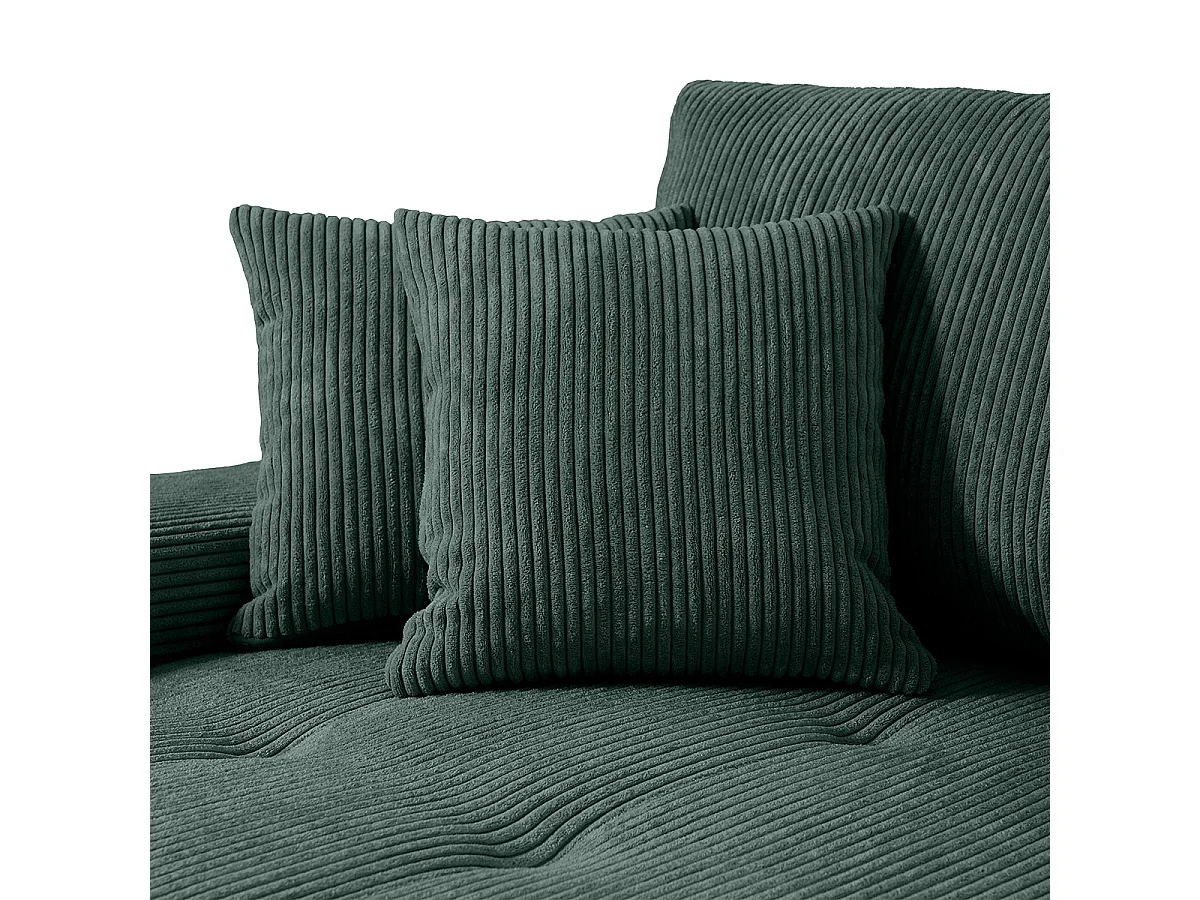 Canapé d'angle convertible gauche 4 places coffre Jonas velours côtelé Vert Sapin