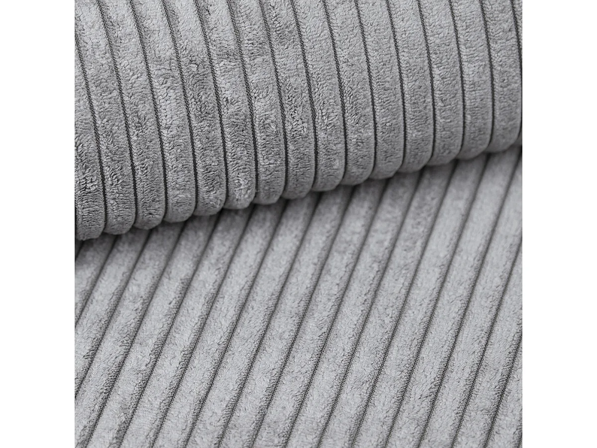 Canapé d'angle convertible droit 4 places coffre Jonas velours côtelé Gris Clair