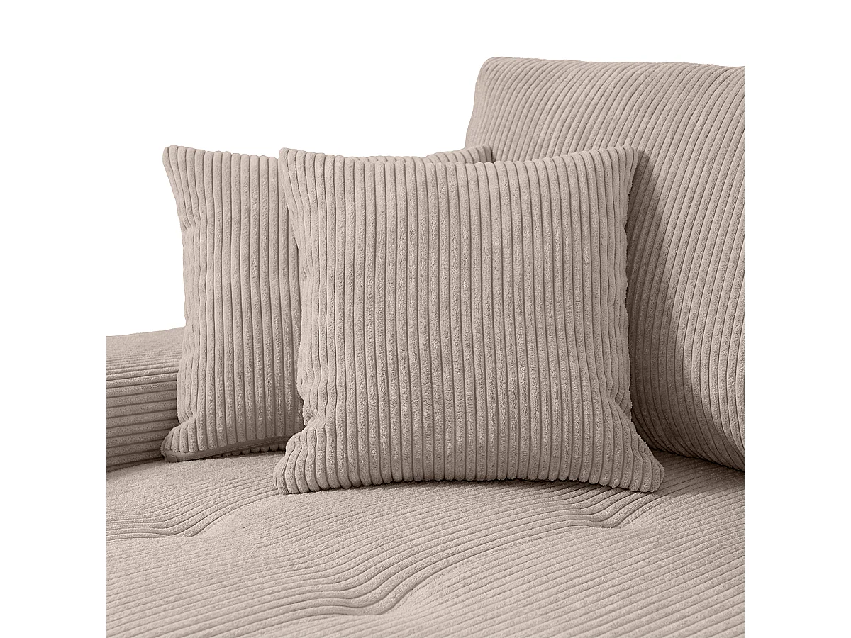 Canapé d'angle convertible gauche 4 places coffre Jonas velours côtelé Taupe