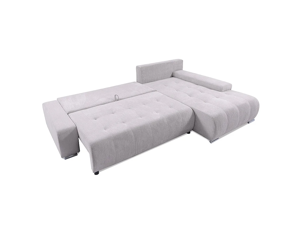 Canapé d'angle convertible 4 places en velours blanc casse JONAS