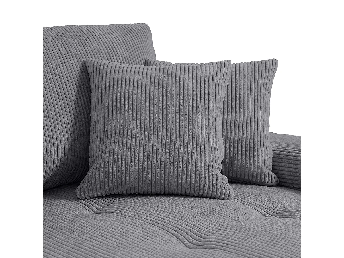 Canapé d'angle convertible droit 4 places coffre Jonas velours côtelé Gris