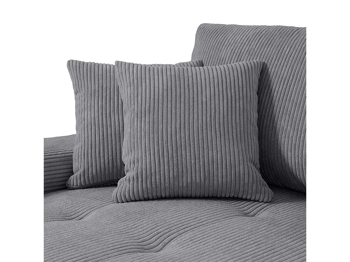 Canapé d'angle convertible 4 places avec coffre en velours gris
