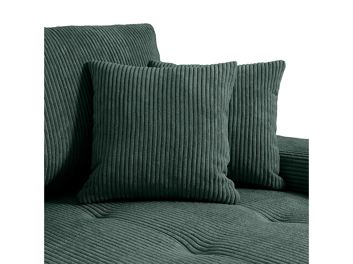 Canapé d'angle convertible droit 4 places coffre Jonas velours côtelé Vert Sapin