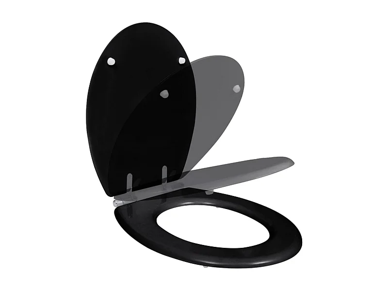 Sedile WC Coperchio WC con coperchio Soft-Close in MDF Nero 02_0002876