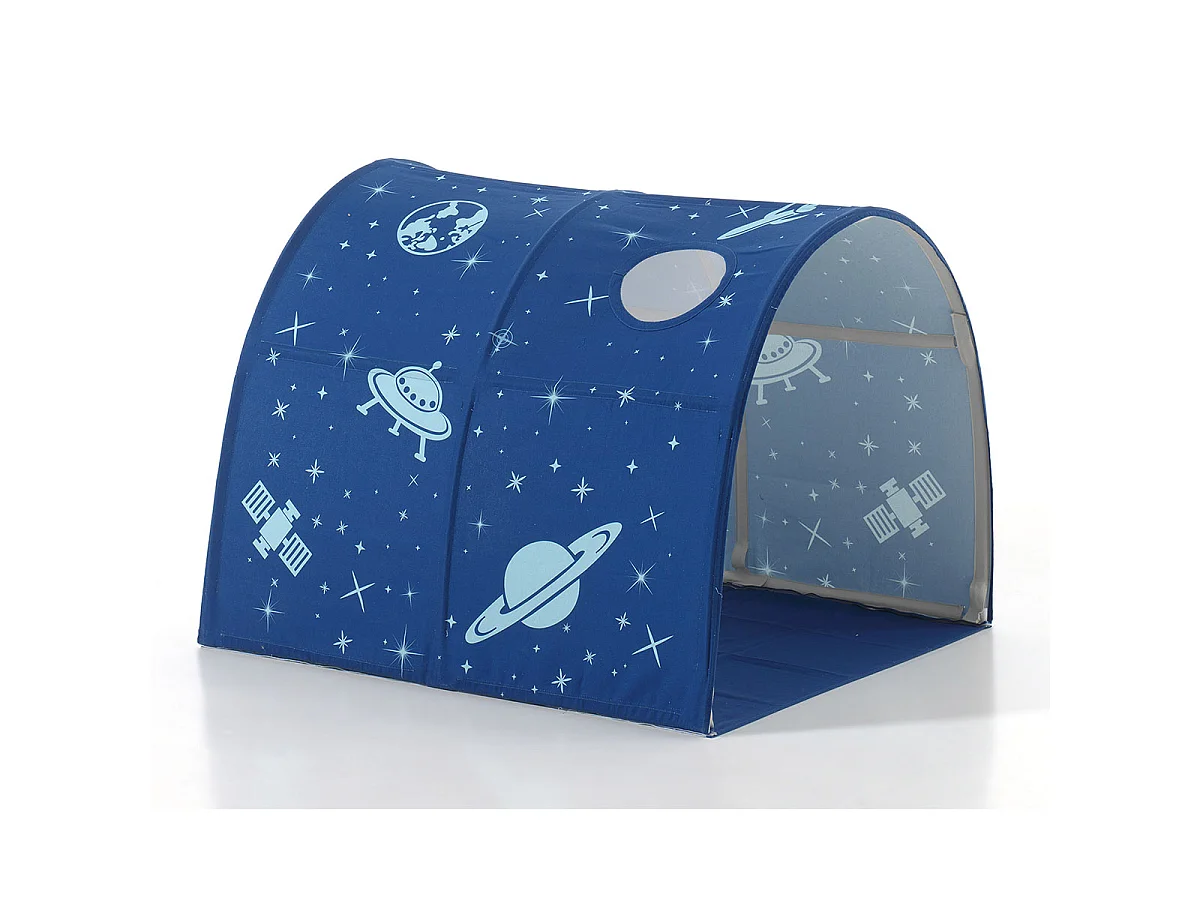 Lit Enfant Tente & Tunnel "Scott Astro" 90x200cm Blanc